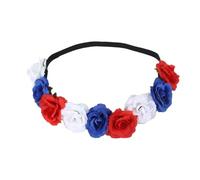 Cerchietto per capelli alla moda con ghirlanda di fiori, colore: rosso, blu, bianco, accessorio per capelli per feste in costume, decorazioni per il giubileo della regina platino 2025 (9 piccoli fiori