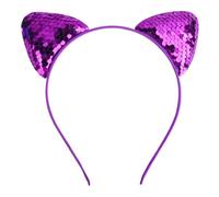 Cerchietto per capelli alla moda per bambini, motivo a scaglie di pesce, con paillettes e orecchie di gatto, per ragazze (viola)