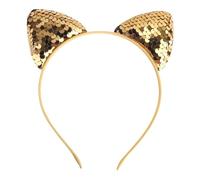Cerchietto per capelli alla moda per bambini, motivo a scaglie di pesce, con paillettes e orecchie di gatto, per ragazze (giallo)