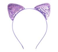 Cerchietto per capelli alla moda per bambini, motivo a scaglie di pesce, con paillettes e orecchie di gatto, per ragazze (viola chiaro)