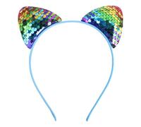 Cerchietto per capelli alla moda per bambini, motivo a scaglie di pesce, con paillettes e orecchie di gatto, per ragazze (colorato)