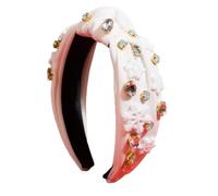 Cerchietto per capelli annodato con perle per donne con strass TopKnot WideBand moda borchie cerchietto per capelli