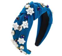 Cerchietto per capelli annodato con perle per donne con strass TopKnot WideBand moda borchie cerchietto per capelli