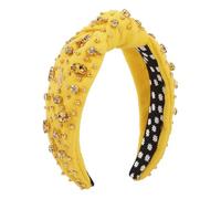 Cerchietto per capelli annodato fatto a mano con perline in tessuto, accessorio per capelli con strass geometrici, fascia gialla
