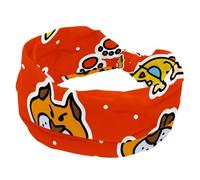 Cerchietto per capelli arancione con gatto e cane, per donne e ragazze, fascia larga annodata a turbante incrociato, fascia per capelli antiscivolo, per yoga, allenamento, corsa