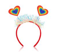 Cerchietto per capelli arcobaleno con nappe glitterate e cuore colorato, per donne, ragazze e bambini, accessori per feste del gay pride, sfilate, festival, 1 pezzo
