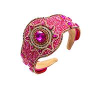 Cerchietto per capelli barocco con diamanti a tesa larga, colore rosso rosa