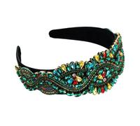 Cerchietto per capelli barocco di lusso con pietre preziose super lampeggianti, accessori per capelli da donna con diamanti a tesa larga (verde)