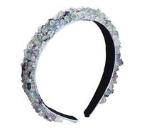 Cerchietto per capelli barocco per donne e ragazze, irregolare, con piccole pietre di ghiaia, bandana, colorata, per feste, matrimoni, copricapo per lavare il viso, colore bianco