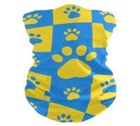 Cerchietto per Capelli Blue And Yellow Paw Prints Lavabile Decorazione facciale Protezione UV Sciarpa al Collo per attività Ciclismo 26X30cm
