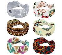 Cerchietto per capelli bohémien, con gufo, morbido, largo, per donne e ragazze, elastico con nodo, fascia per capelli sportiva alla moda per allenamento, yoga, palestra, corsa, 6 pezzi