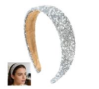 Cerchietto per capelli con brillantini, con strass, alla moda, larghezza 3,5 cm, per tutti i giorni, feste, spettacoli, fotografia (argento)