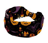 Cerchietto per capelli con candela di Halloween con zucca fantasma, morbida, larga, per donne e ragazze, fascia elastica con nodo, fascia per capelli sportiva alla moda per yoga, allenamento, palestra