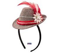 Cerchietto per capelli con cappellino rosso in feltro Oktoberfest - NUOVO