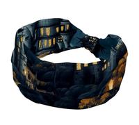 Cerchietto per capelli con castello di Halloween, per ragazze e donne, con croce intrecciata, morbida, turbante, elastica, per yoga e allenamento