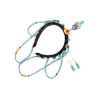 Cerchietto per capelli con catena turchese per capelli, fascia tibetana, per matrimonio, donna, sposa, acconciatura, servizi fotografici, tiaras