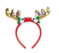 Cerchietto per capelli con corna di renna di Natale con LED glitterato, per feste in maschera, con corna di cervo, per adulti, costume di Halloween, per donne e uomini, decorazione