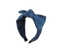 Cerchietto per capelli con fiocco da cowboy, in tessuto ondulato, stile vintage, semplice e largo, con orecchie di coniglio, accessori per capelli (nero)