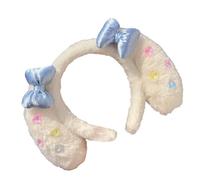 Cerchietto per capelli con fiocco in cristallo scintillante, con orecchie in peluche, per donne e ragazze, accessorio per feste quotidiane, accessorio per fotografie, accessorio per capelli anime, per