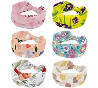 Cerchietto per capelli con fiore di iris viola con morbido e largo giallo, per donne e ragazze, fasce elastiche annodate per capelli alla moda, per allenamento, yoga, palestra, corsa, 6 pezzi