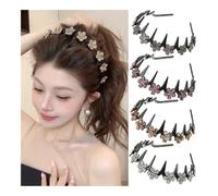 Cerchietto per capelli con fiore e strass, cerchietto per capelli da donna, stile coreano, retrò, per lavare il viso, forcina per capelli dalla consistenza soffice (7825c)