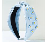 Cerchietto per capelli con fiore tridimensionale intarsiato a tesa larga, accessorio per capelli blu