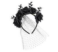 Cerchietto per capelli con fiori, fascia per velo di Halloween, cerchietto per capelli per Halloween, cerchietto per capelli gotico con fiori per ragazze e ragazzi