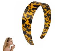 Cerchietto per capelli con guscio di tartaruga con denti, 3,8 cm di larghezza, in acetato, stampa leopardata, antiscivolo, in plastica, accessorio per capelli confortevole, per l'uso quotidiano