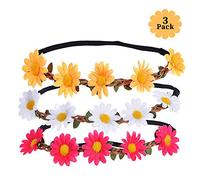 Cerchietto per capelli con margherite, corona per capelli, ghirlanda di capelli per feste di nozze, copricapo da sposa, fasce per capelli da donna, accessori per capelli da spiaggia, 3 pezzi