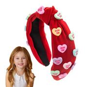 Cerchietto per capelli con nodo largo, fascia in tessuto con nodo largo, per capelli a forma di cuore per concerti di campagna, esercizi, feste, appuntamenti e matrimoni, rosso