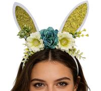 Cerchietto per capelli con orecchie da coniglietto pasquale, regolabile, morbido, glitterato, decorazione per costume da cartone animato, forniture per decorazioni per feste di compleanno, Natale