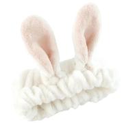 Cerchietto per capelli con orecchie di coniglio in tinta unita, accessorio per capelli, antiscivolo, per lavare il viso (bianco)