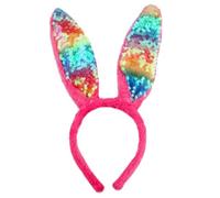 Cerchietto per capelli con orecchie di coniglio pasquale, per donne e adolescenti, con paillettes, per gli appassionati di cinema e anime, incontri a tema