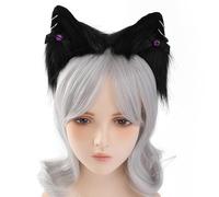 Cerchietto per capelli con orecchie di gatto, con fiocco, per donne e adolescenti, per appassionati di film, anime, incontri a tema, cosplay, copricapo per capelli, gatti, volpi, orecchie, anime