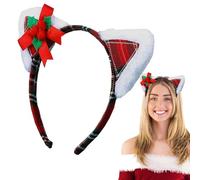 Cerchietto per capelli con orecchie di gatto, fascia per capelli di Natale, fascia per capelli per Capodanno, fascia per capelli con fiocco per feste di vacanza dolci e adorabili ornamenti