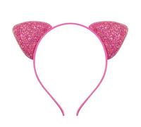 Cerchietto per capelli con orecchie di gatto glitterate, per ragazze e donne, in metallo lucido, accessori per capelli per tutti i giorni (J)