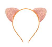 Cerchietto per capelli con orecchie di gatto glitterate, per ragazze e donne, in metallo lucido, accessorio per capelli per tutti i giorni (C)