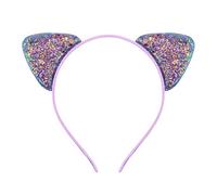 Cerchietto per capelli con orecchie di gatto glitterate, per ragazze e donne, in metallo lucido, accessori per capelli per tutti i giorni (A)