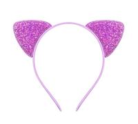 Cerchietto per capelli con orecchie di gatto glitterate, per ragazze e donne, in metallo lucido, accessori per capelli per tutti i giorni (F)