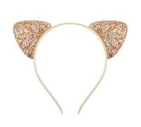 Cerchietto per capelli con orecchie di gatto glitterate, per ragazze e donne, in metallo lucido, accessori per capelli per tutti i giorni (H)