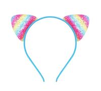 Cerchietto per capelli con orecchie di gatto glitterate, per ragazze e donne, in metallo lucido, accessori per capelli per tutti i giorni (K)