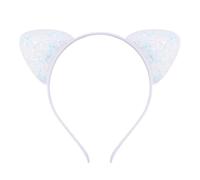 Cerchietto per capelli con orecchie di gatto glitterate, per ragazze e donne, in metallo lucido, accessori per capelli per tutti i giorni (E)