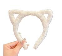 Cerchietto per capelli con orecchie di gatto in peluche Lolita, cerchietti per capelli pelosi da donna, per cosplay, feste, accessori per capelli coreani (bianco)