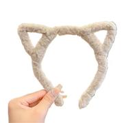 Cerchietto per capelli con orecchie di gatto in peluche, stile coreano, per ragazze, stile cartone animato, per cosplay, feste, accessori per capelli coreani (kaki poco profondo)