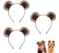 Cerchietto per capelli con orecchie di orso mobili, in morbido peluche marrone, per donne e adolescenti, con simpatiche orecchie di scoiattolo, per la cura della pelle, trucco, cosplay, feste di