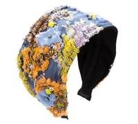 Cerchietto per capelli con paillettes patchwork accessori per capelli da donna pizzo fiore ricamo fascia per capelli cerchio blu cielo