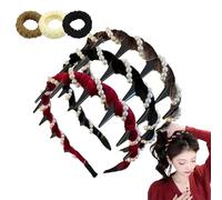 Cerchietto per capelli con perle artificiali a forma di teschio, stile retrò, vintage, con perle artificiali in 1 secondo, morbido effetto cranico, denti seghettati antiscivolo per un elegante uso
