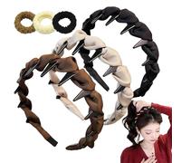 Cerchietto per capelli con perle artificiali a forma di teschio, stile retrò, vintage, con perle artificiali in 1 secondo, morbido effetto cranico, denti seghettati antiscivolo per un elegante uso