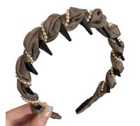 Cerchietto per capelli con perle artificiali in stile vintage, con teschio alto, regolabile, antiscivolo, decorativo