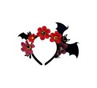 Cerchietto per capelli con pipistrello floreale per Halloween, confortevole, regolabile, serie scura, per donne e uomini, per feste e riunioni